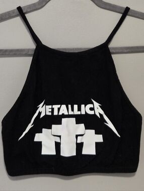 Womens Metallica Halter Crop